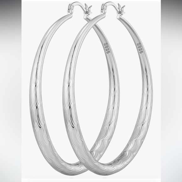 Sterling 925 Silver Hoop Earrings 50 mm nickel free sensitive ear safe - Picture 1 of 2